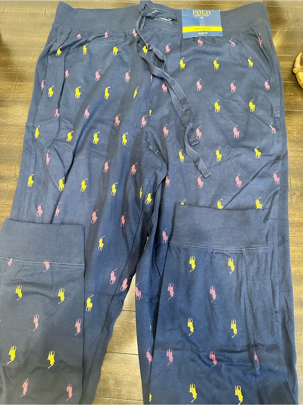 Polo by Ralph Lauren Navy Jogger Pants with Pink & Yellow Pony Embroidery